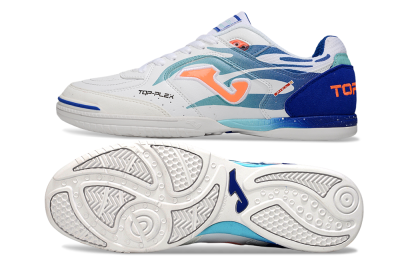 Joma Top Flex IC Indoor & Futsal Soccer Shoes - White/Blue/Orange