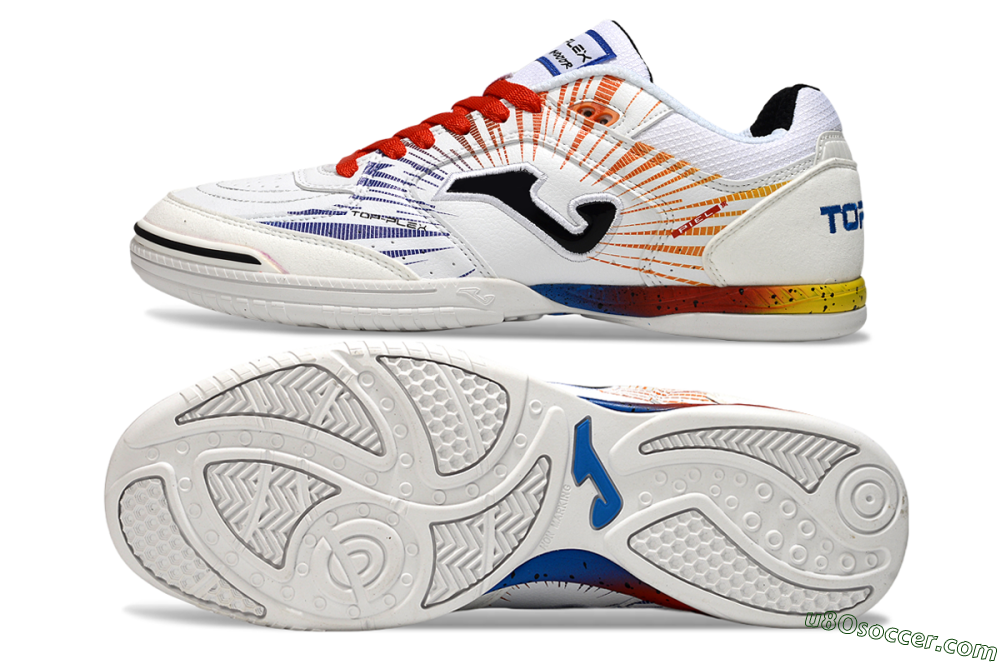 Joma Top Flex IC Indoor & Futsal Soccer Shoes - White/Blue/Red 0