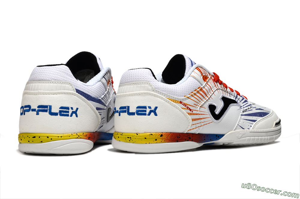 Joma Top Flex IC Indoor & Futsal Soccer Shoes - White/Blue/Red 6