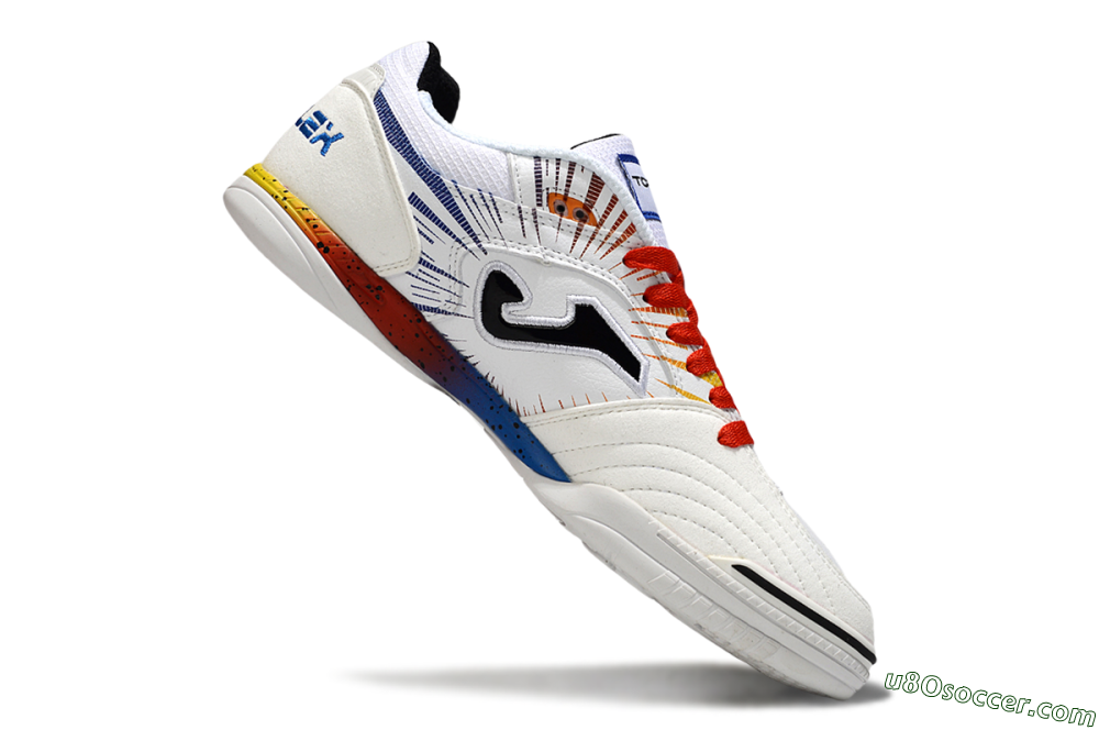 Joma Top Flex IC Indoor & Futsal Soccer Shoes - White/Blue/Red 4