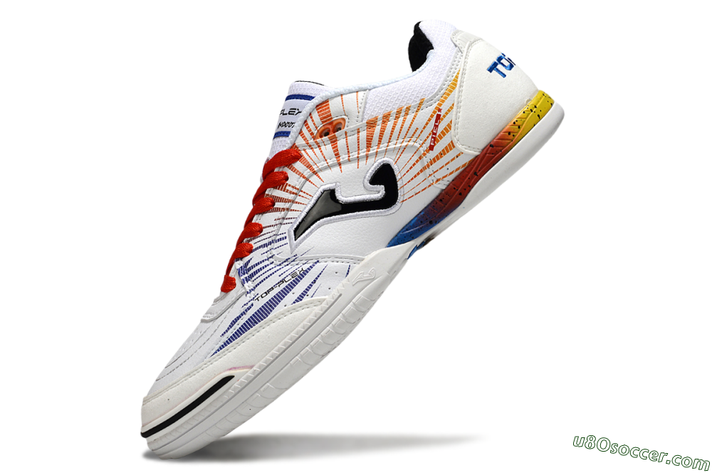Joma Top Flex IC Indoor & Futsal Soccer Shoes - White/Blue/Red 5