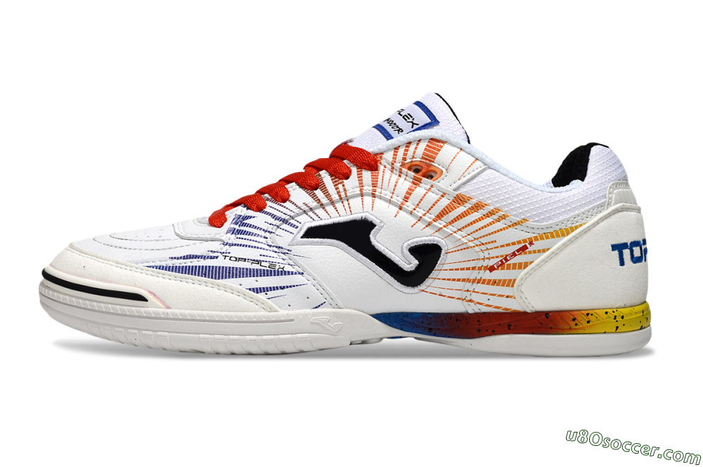 Joma Top Flex IC Indoor & Futsal Soccer Shoes - White/Blue/Red 2