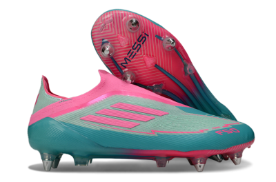 Messi x Adidas F50 Elite Laceless SG Soft Ground Soccer Cleats - Green/Pink