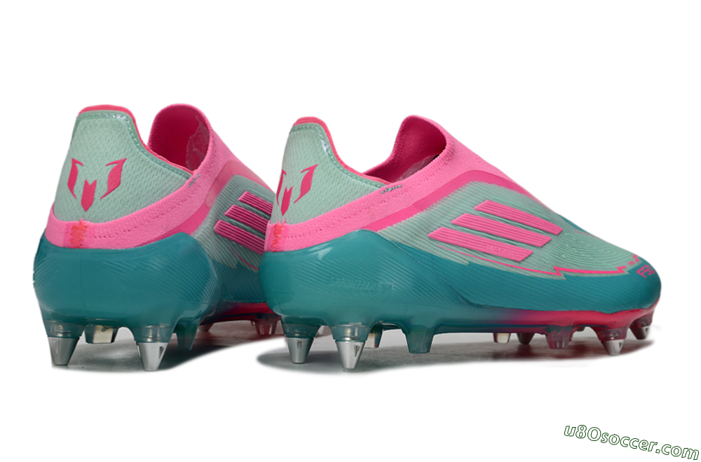 Messi x Adidas F50 Elite Laceless SG Soft Ground Soccer Cleats - Green/Pink 6