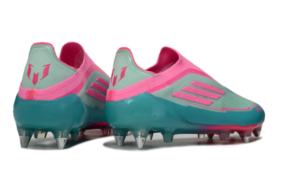 Messi x Adidas F50 Elite Laceless SG Soft Ground Soccer Cleats - Green/Pink