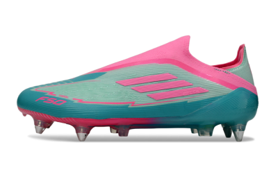 Messi x Adidas F50 Elite Laceless SG Soft Ground Soccer Cleats - Green/Pink