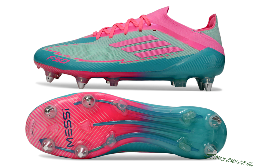 Messi x Adidas F50 Elite SG Soft Ground Soccer Cleats - Green/Pink 0