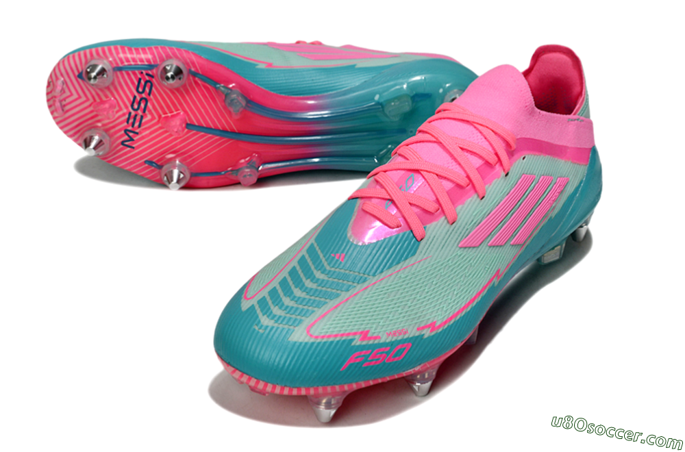 Messi x Adidas F50 Elite SG Soft Ground Soccer Cleats - Green/Pink 3