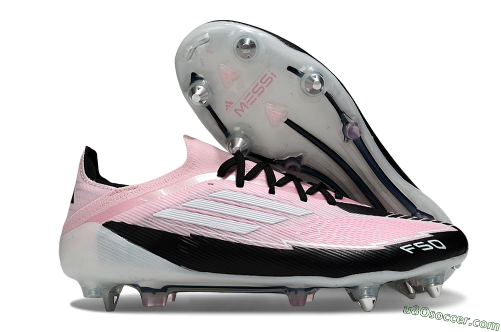 Messi x Adidas F50 Elite SG Soft Ground Soccer Cleats - Pink/White/Black 1