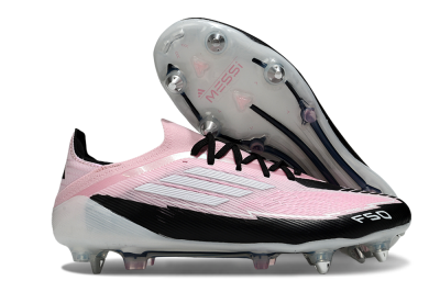 Messi x Adidas F50 Elite SG Soft Ground Soccer Cleats - Pink/White/Black