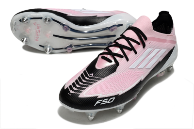 Messi x Adidas F50 Elite SG Soft Ground Soccer Cleats - Pink/White/Black
