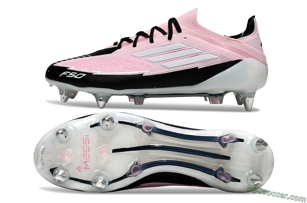 Messi x Adidas F50 Elite SG Soft Ground Soccer Cleats - Pink/White/Black 0