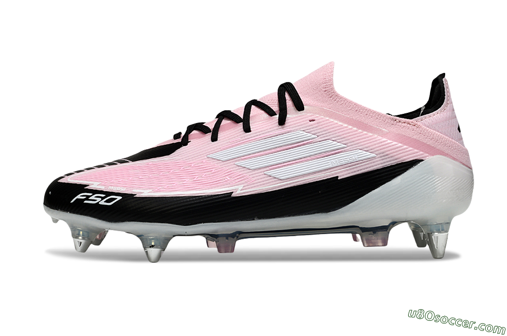 Messi x Adidas F50 Elite SG Soft Ground Soccer Cleats - Pink/White/Black 2