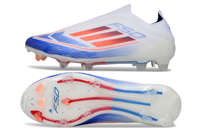 Adidas F50 Elite Laceless FG Firm Ground Soccer Cleats - White/Blue/Red