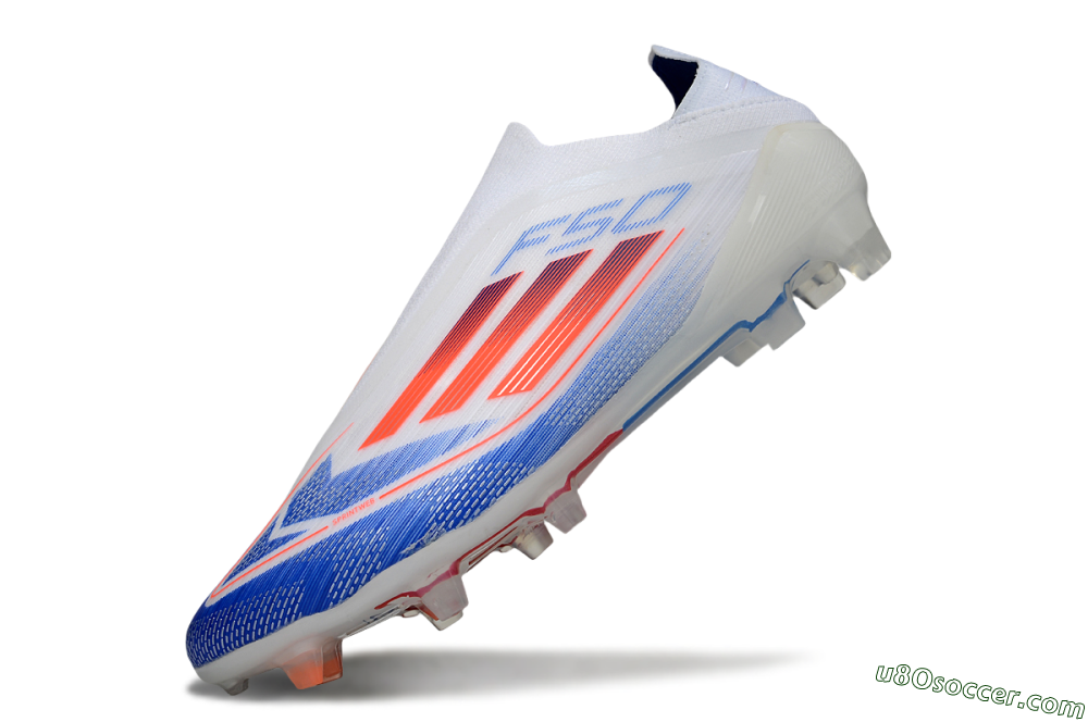 Adidas F50 Elite Laceless FG Firm Ground Soccer Cleats - White/Blue/Red 5