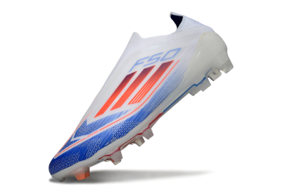 Adidas F50 Elite Laceless FG Firm Ground Soccer Cleats - White/Blue/Red
