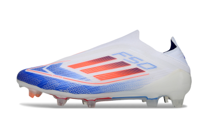 Adidas F50 Elite Laceless FG Firm Ground Soccer Cleats - White/Blue/Red