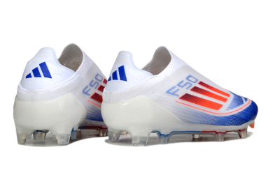 Adidas F50 Elite Laceless FG Firm Ground Soccer Cleats - White/Blue/Red