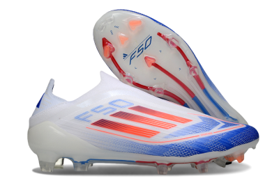 Adidas F50 Elite Laceless FG Firm Ground Soccer Cleats - White/Blue/Red