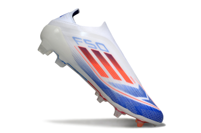 Adidas F50 Elite Laceless FG Firm Ground Soccer Cleats - White/Blue/Red
