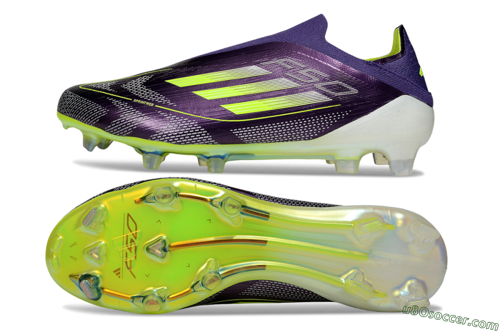 Adidas F50+ Elite Laceless FG Firm Ground Soccer Cleats - Purple/Yellow/White 0