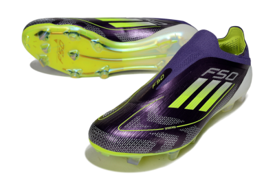 Adidas F50+ Elite Laceless FG Firm Ground Soccer Cleats - Purple/Yellow/White