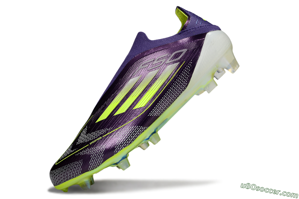 Adidas F50+ Elite Laceless FG Firm Ground Soccer Cleats - Purple/Yellow/White 5