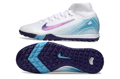 Nike Air Zoom Mercurial Superfly 10 Elite TF Artificial Turf Soccer Shoes - White/Purple/Blue