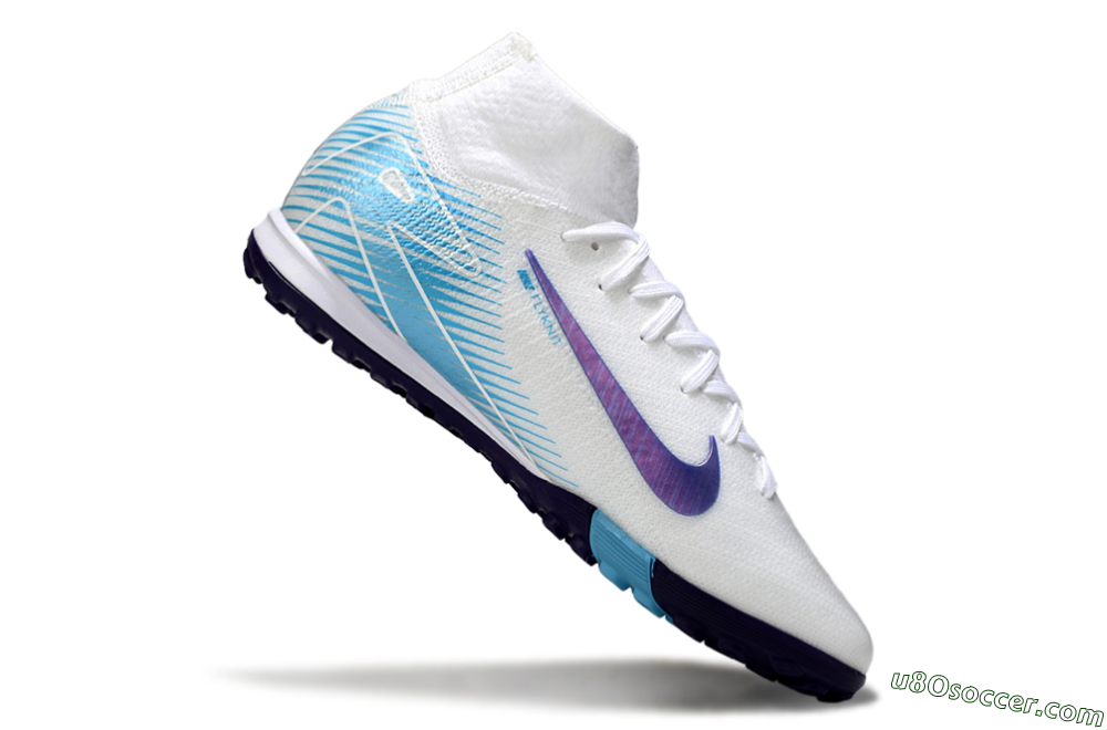 Nike Air Zoom Mercurial Superfly 10 Elite TF Artificial Turf Soccer Shoes - White/Purple/Blue 4