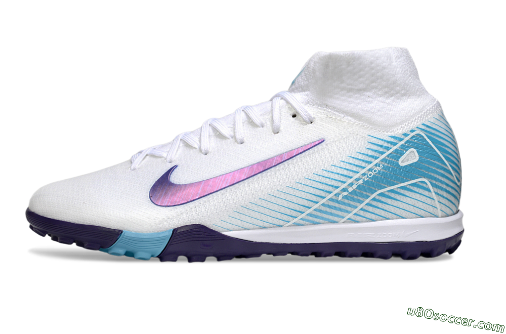 Nike Air Zoom Mercurial Superfly 10 Elite TF Artificial Turf Soccer Shoes - White/Purple/Blue 2
