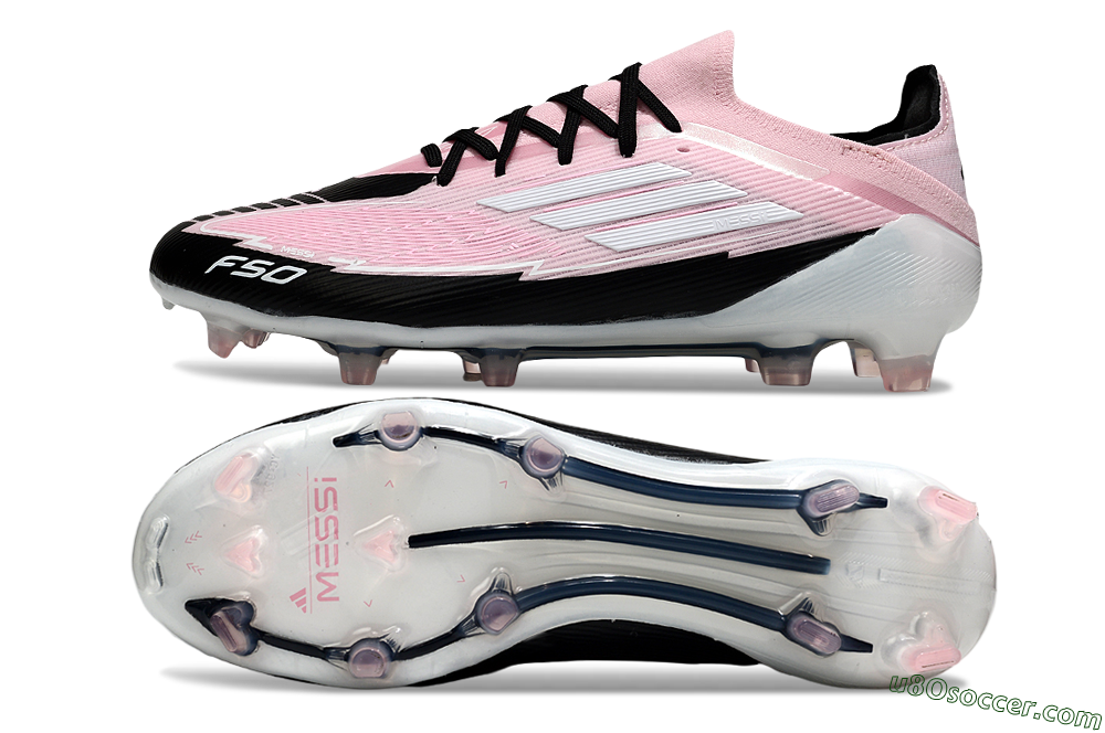 Messi x Adidas F50 Elite FG Firm Ground Soccer Cleats - Pink/Black/Whtie 0