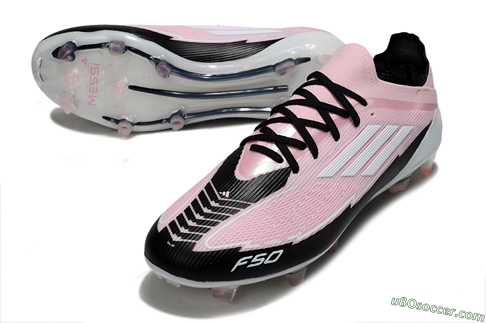 Messi x Adidas F50 Elite FG Firm Ground Soccer Cleats - Pink/Black/Whtie 3