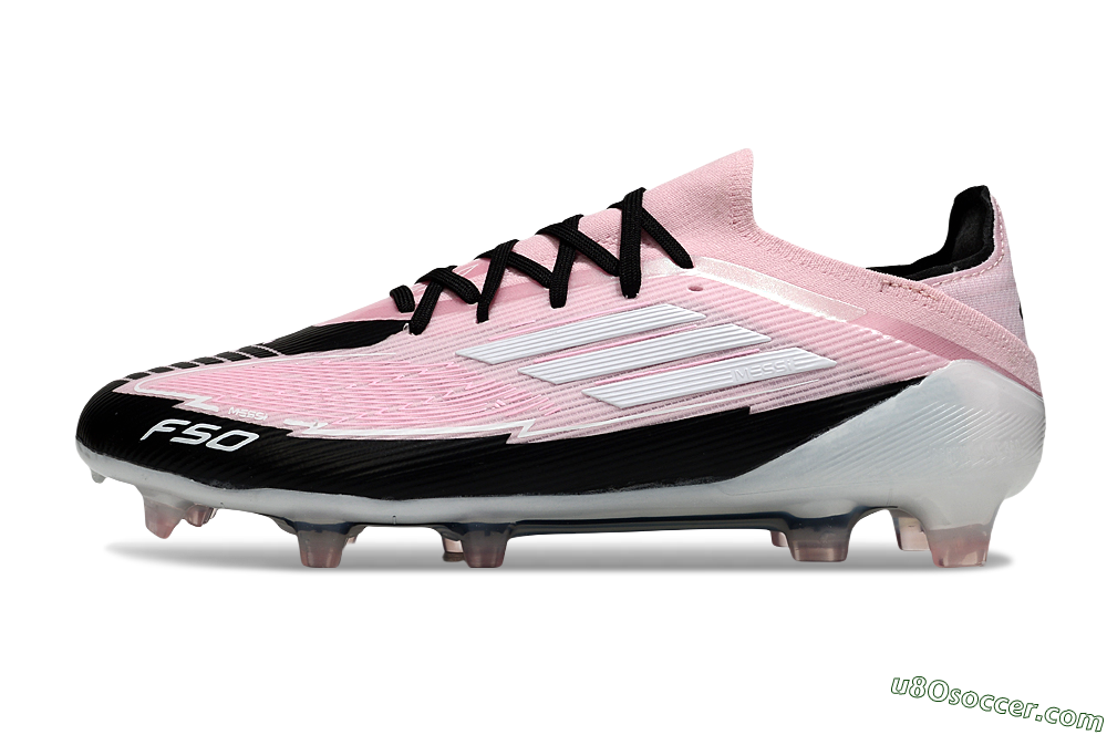 Messi x Adidas F50 Elite FG Firm Ground Soccer Cleats - Pink/Black/Whtie 2