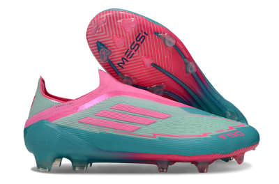 Messi x Adidas F50 Elite Laceless FG Firm Ground Soccer Cleats - Jade/Pink/Blue