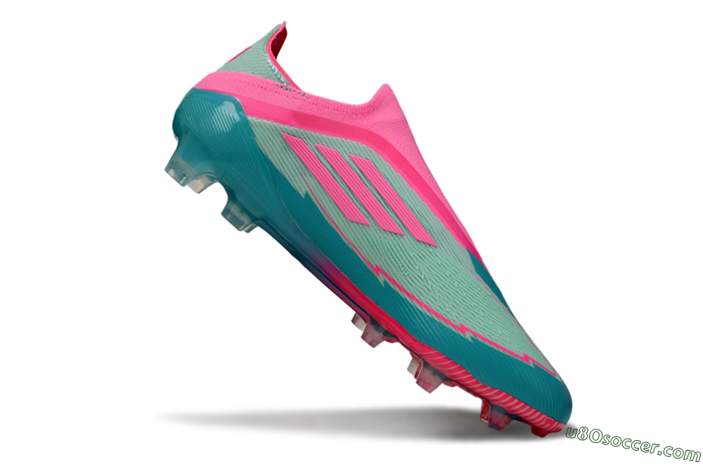 Messi x Adidas F50 Elite Laceless FG Firm Ground Soccer Cleats - Jade/Pink/Blue 4