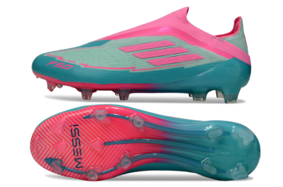 Messi x Adidas F50 Elite Laceless FG Firm Ground Soccer Cleats - Jade/Pink/Blue