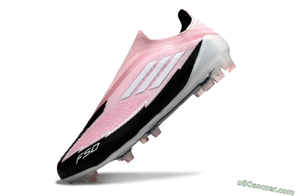 Messi x Adidas F50 Elite Laceless FG Firm Ground Soccer Cleats - Pink/Black/Whtie 5