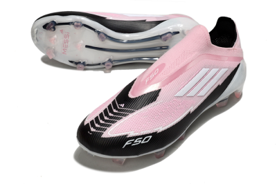Messi x Adidas F50 Elite Laceless FG Firm Ground Soccer Cleats - Pink/Black/Whtie