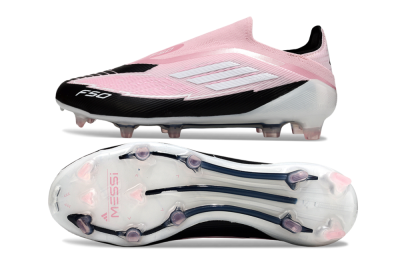 Messi x Adidas F50 Elite Laceless FG Firm Ground Soccer Cleats - Pink/Black/Whtie