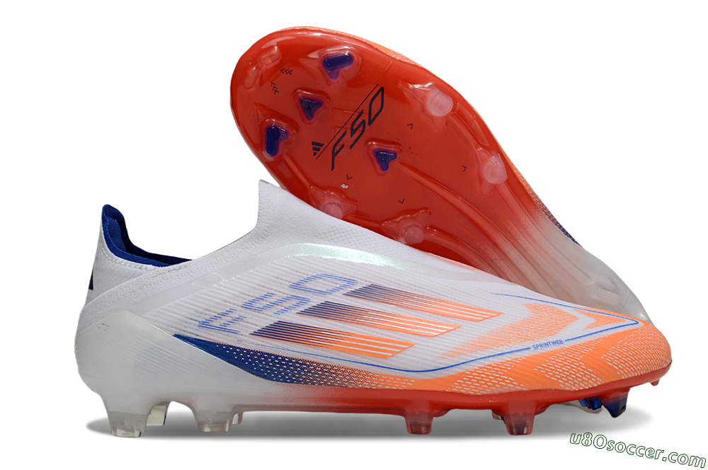 Adidas F50 Elite Laceless FG Firm Ground Soccer Cleats - White/Red/Blue 1