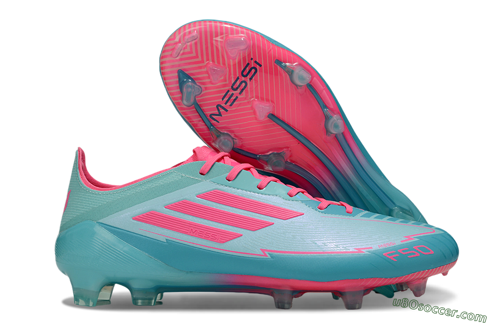 Messi x Adidas F50 Elite FG Firm Ground Soccer Cleats - Jade/Pink/Blue 1