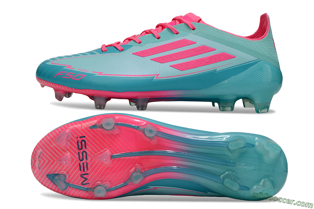 Messi x Adidas F50 Elite FG Firm Ground Soccer Cleats - Jade/Pink/Blue 0