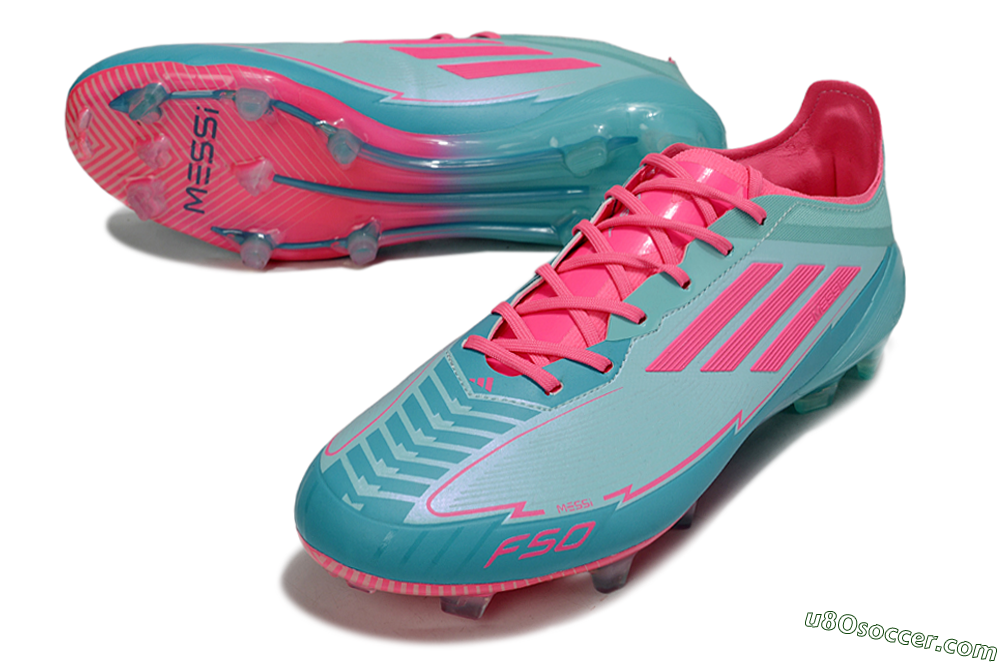 Messi x Adidas F50 Elite FG Firm Ground Soccer Cleats - Jade/Pink/Blue 3