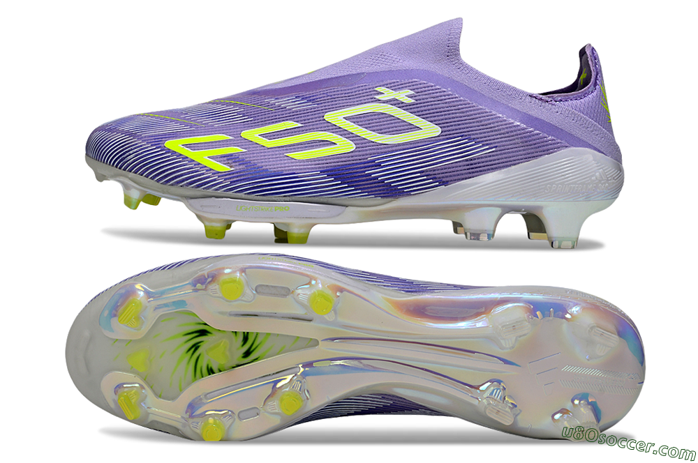 Adidas F50+ Elite Lightstrike Laceless FG Firm Ground Soccer Cleats - Purple/White/Yellow 0