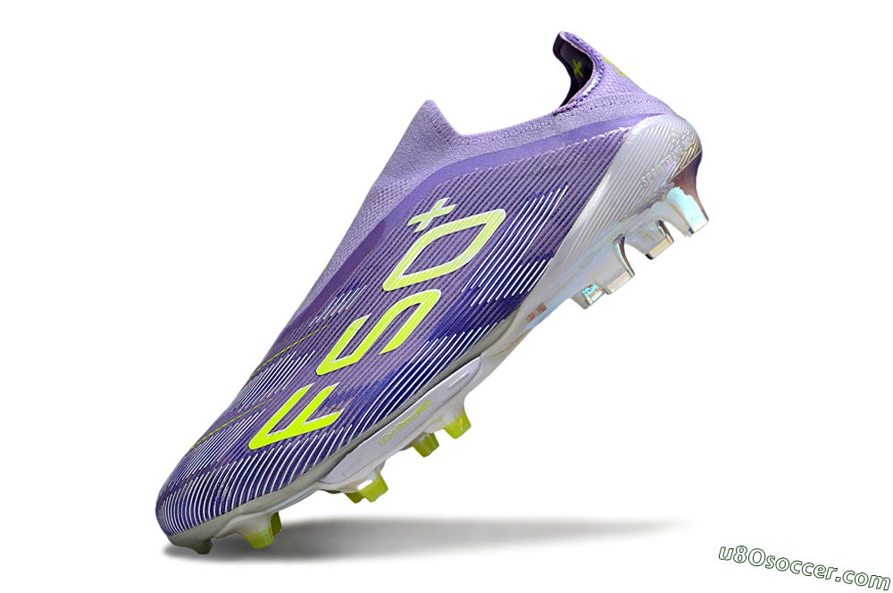 Adidas F50+ Elite Lightstrike Laceless FG Firm Ground Soccer Cleats - Purple/White/Yellow 5