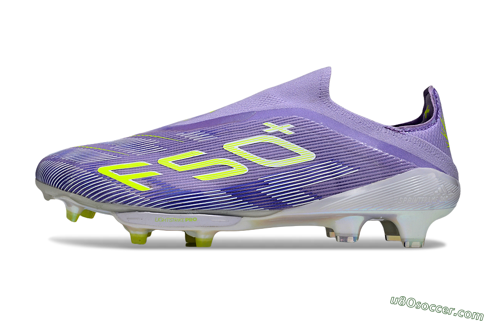 Adidas F50+ Elite Lightstrike Laceless FG Firm Ground Soccer Cleats - Purple/White/Yellow 2
