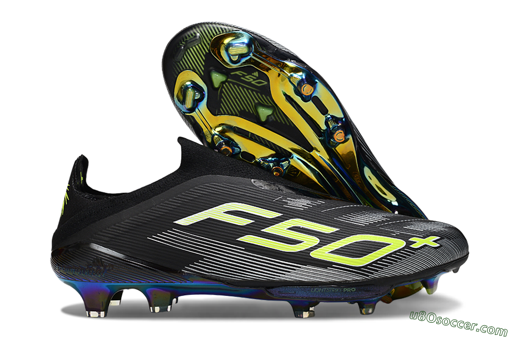 Adidas F50+ Elite Lightstrike Laceless FG Firm Ground Soccer Cleats - Black/White/Yellow 1
