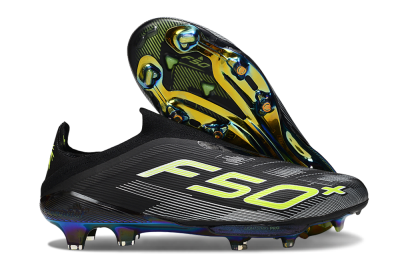 Adidas F50+ Elite Lightstrike Laceless FG Firm Ground Soccer Cleats - Black/White/Yellow