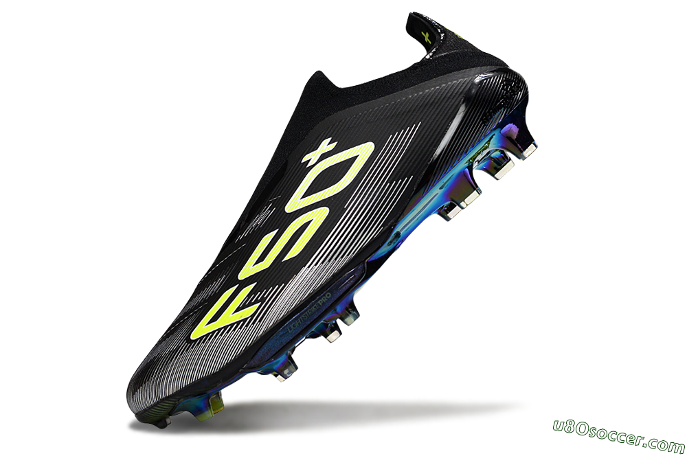 Adidas F50+ Elite Lightstrike Laceless FG Firm Ground Soccer Cleats - Black/White/Yellow 5