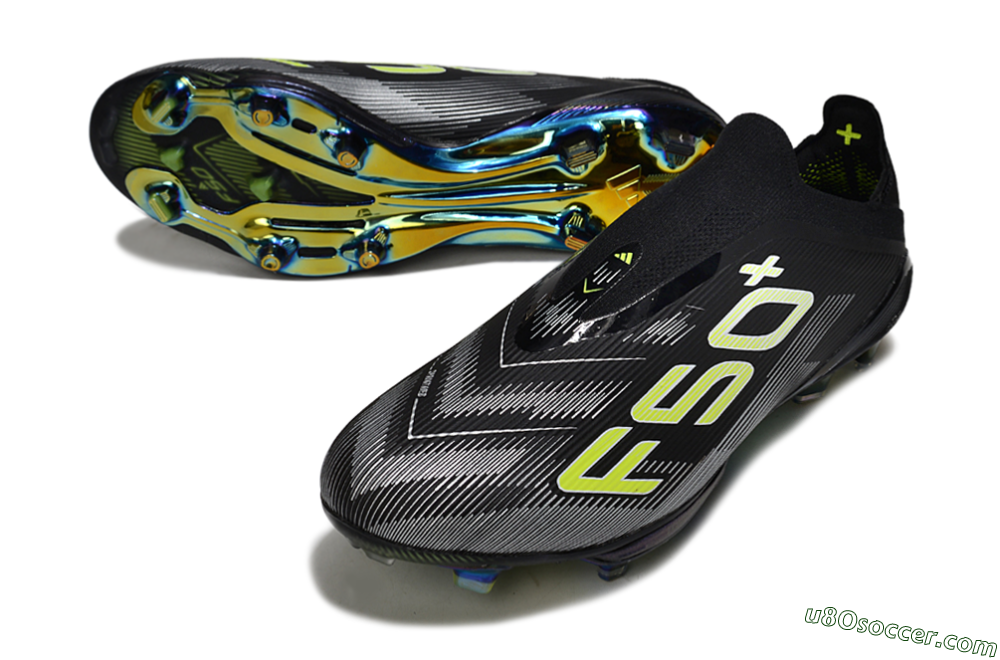 Adidas F50+ Elite Lightstrike Laceless FG Firm Ground Soccer Cleats - Black/White/Yellow 3